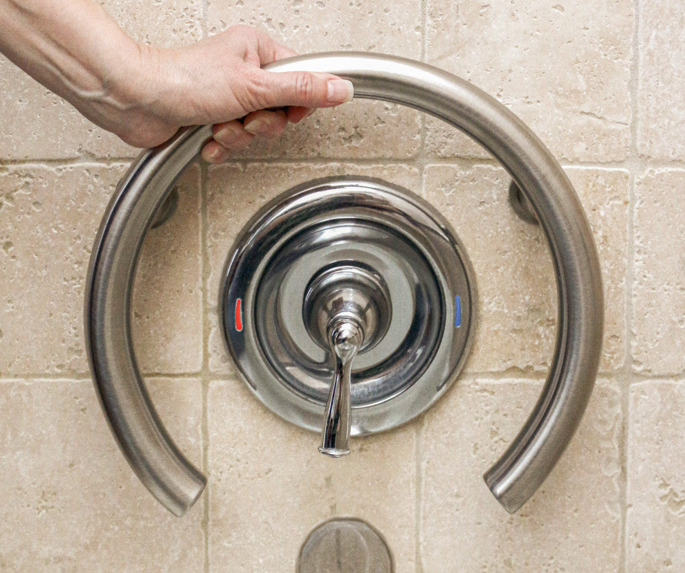 12" Huntington Shower Valve Grab Bar Front Mount, ADA Compliant, Polished