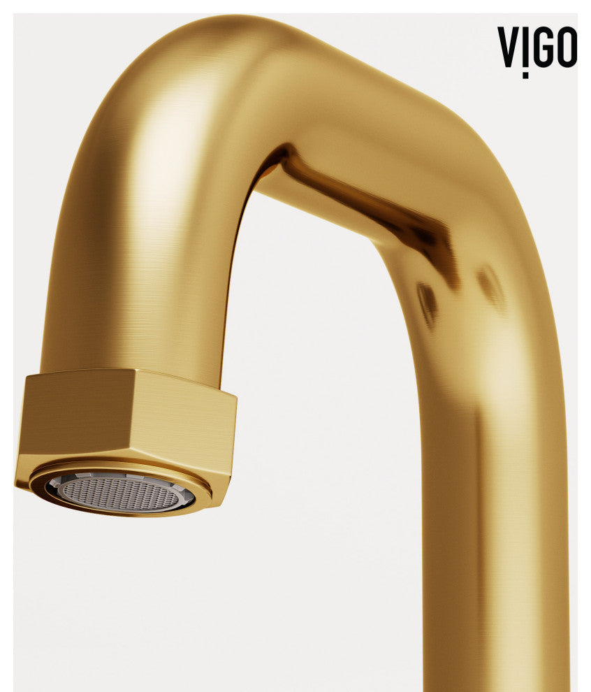 VIGO Hart 7" H 2-Handle Widespread Bathroom Faucet, Matte Brushed Gold