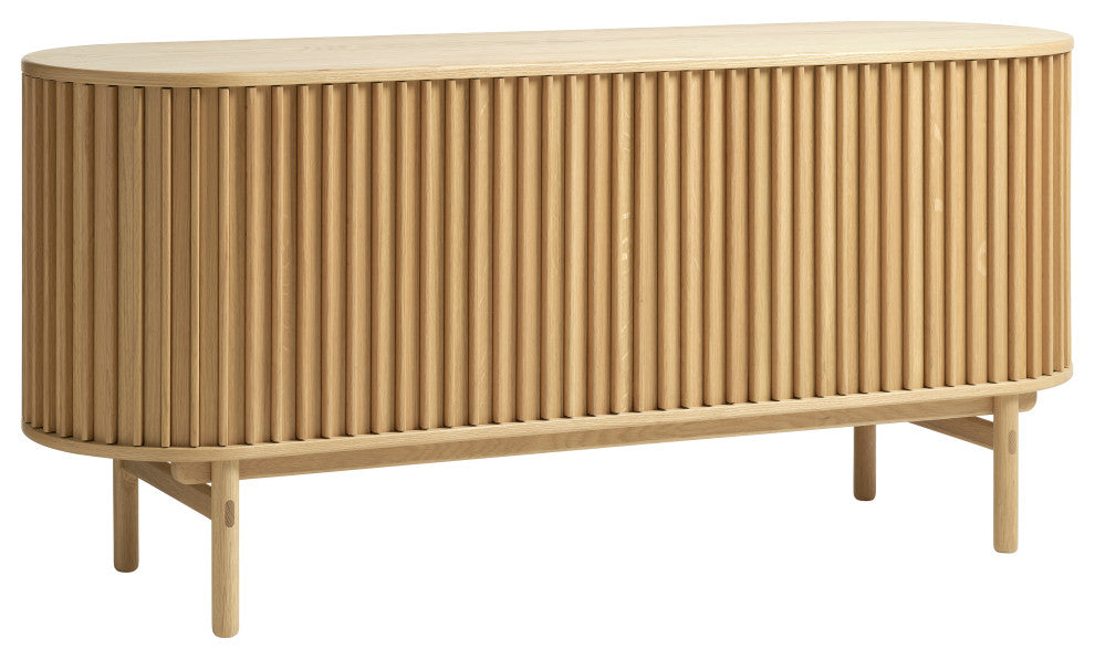 Mid-Century Modern Rounded Sliding Door Sideboard 63"W, Natural