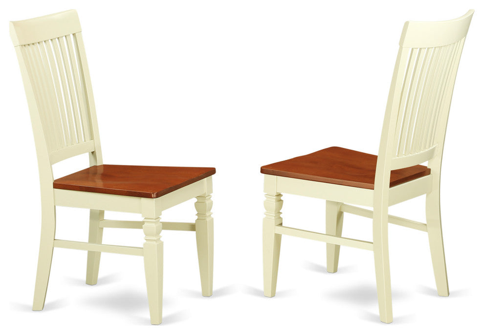 5Pc Dinette Set, Wood Table, 4 Chairs, Solid Wood Seat, Buttermilk-Cherry