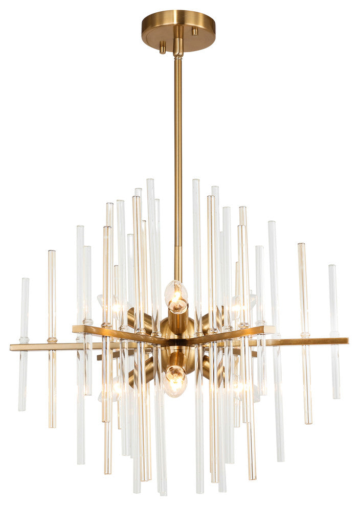 Woodbridge Lighting 20116CBR Spires 6-Light Chandelier, Clear, Plated Amber
