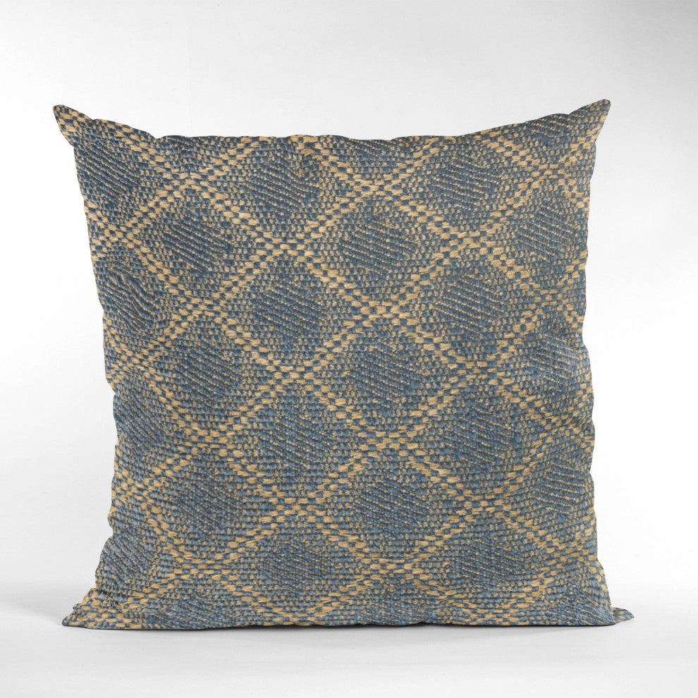 Plutus Blue Diamond Cut Diamond Luxury Throw Pillow, 24"x24"