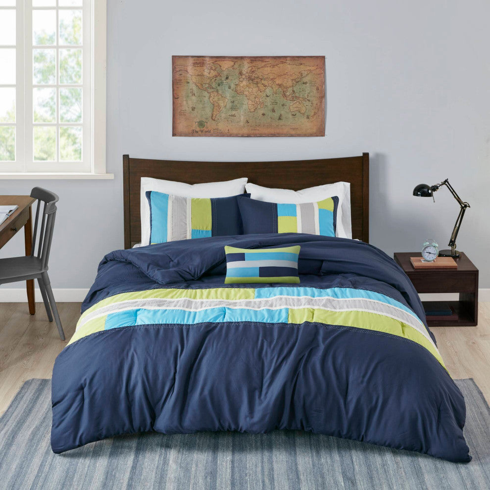 Mi Zone Pipeline Microfiber Printed Comforter Mini Set, Full/Queen