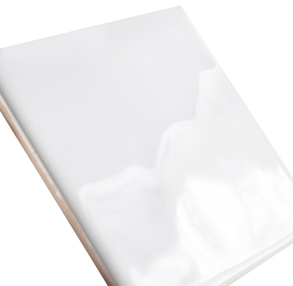 Twist Square Ceramic Wall Tile, White Ice, Sample