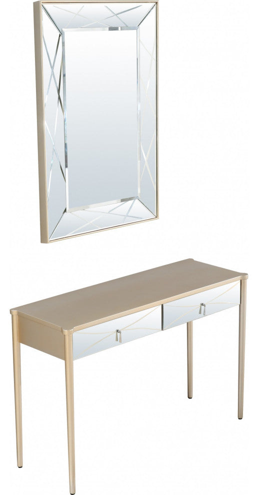 Champagne Finish Mirror and Console Table