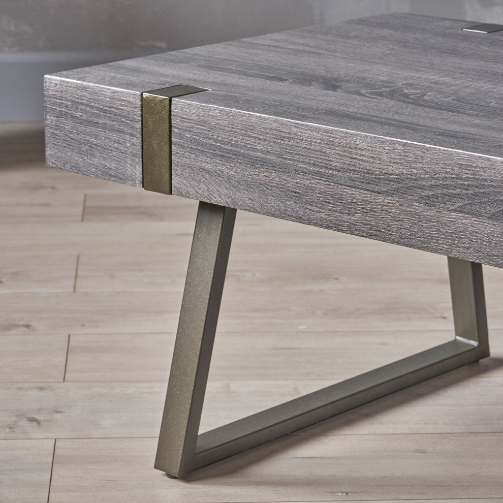 GDF Studio Genwa Canyon Coffee Table, Black Oak