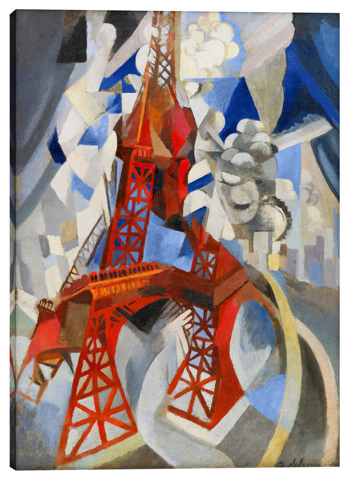 Epic Graffiti "Red Eiffel Tower" by Robert Delaunay Giclee Canvas Art, 12"x16"
