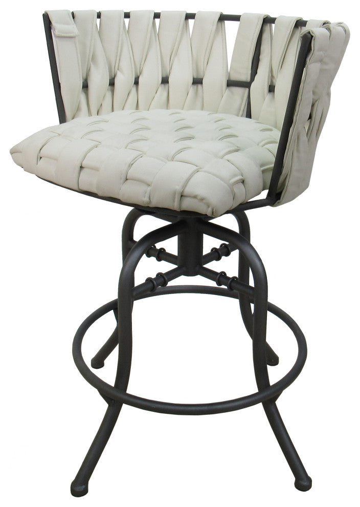 Metalona Swivel Counter Stool, White, Gray, 26"