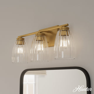 Rossmoor Luxe Gold With Clear Glass 3 Light Bathroom Vanity Wall Light Fixture