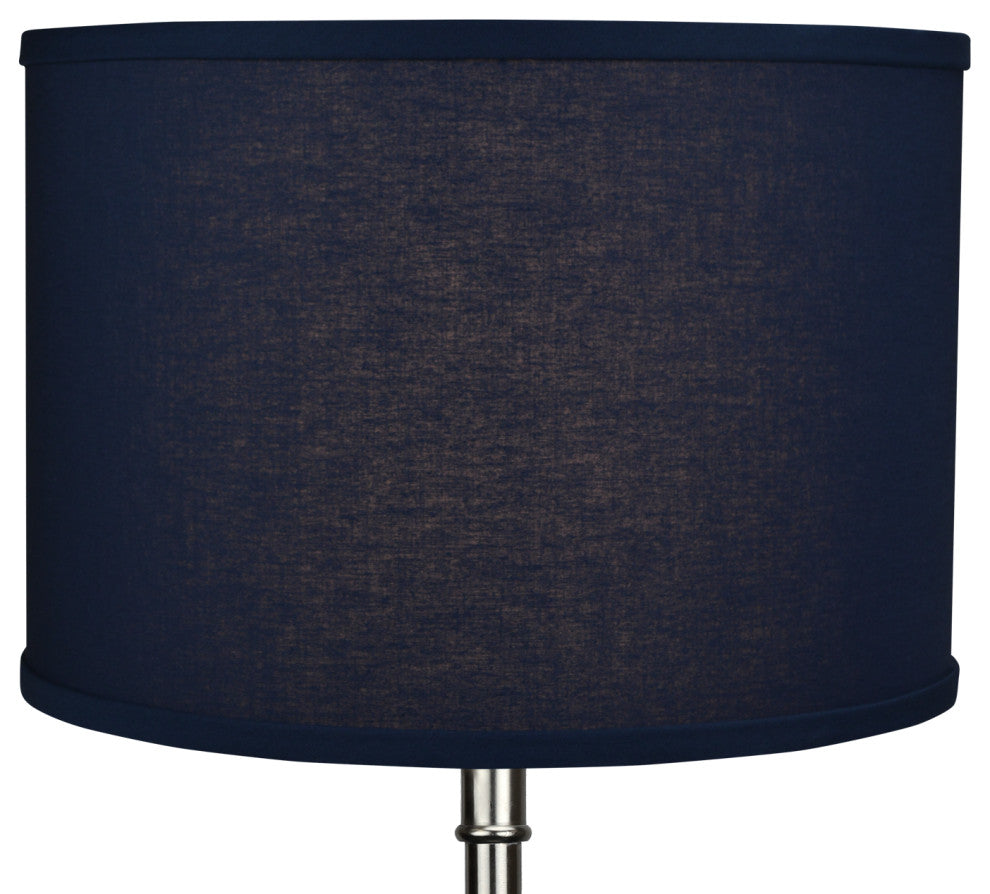 Fenchel Shades 13"x13"x9" Spider Attachment Drum Lamp Shade, Linen Navy