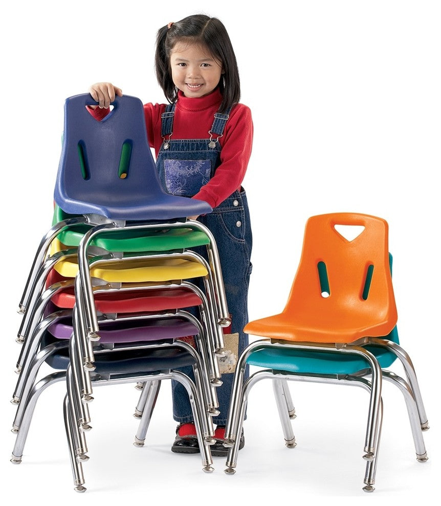 Berries Stacking Chair, Steel Frame, 4-Legged Base, Teal