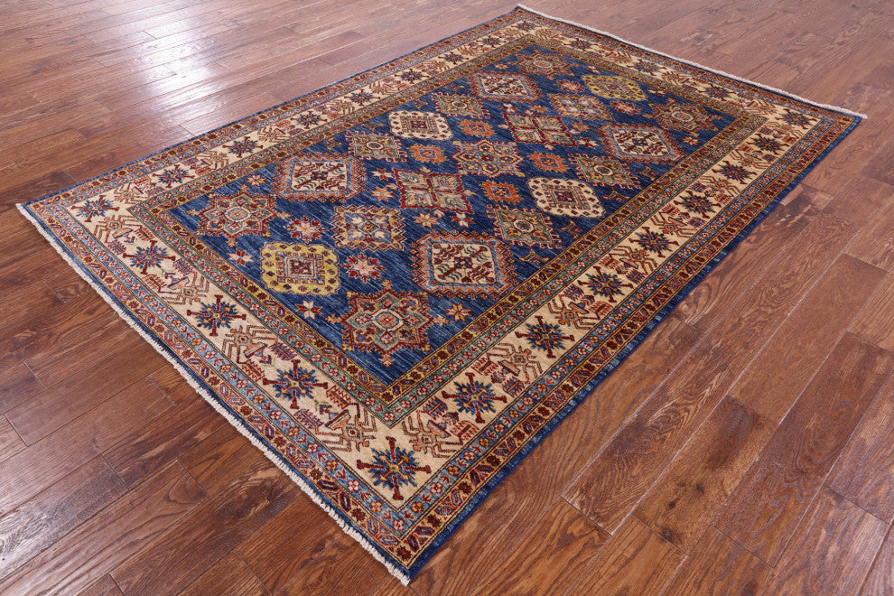 Handmade Super Kazak Geometric Wool Rug 5' 6" X 8' 0" Q10920