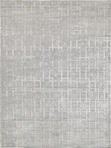 Camora Modern Handloomed Silky Nylon Light Silver Area Rug, 12'x15'