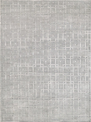 Camora Modern Handloomed Silky Nylon Light Silver Area Rug, 12'x15'