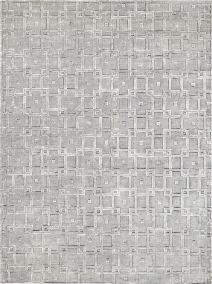 Camora Modern Handloomed Silky Nylon Light Silver Area Rug, 12'x15'