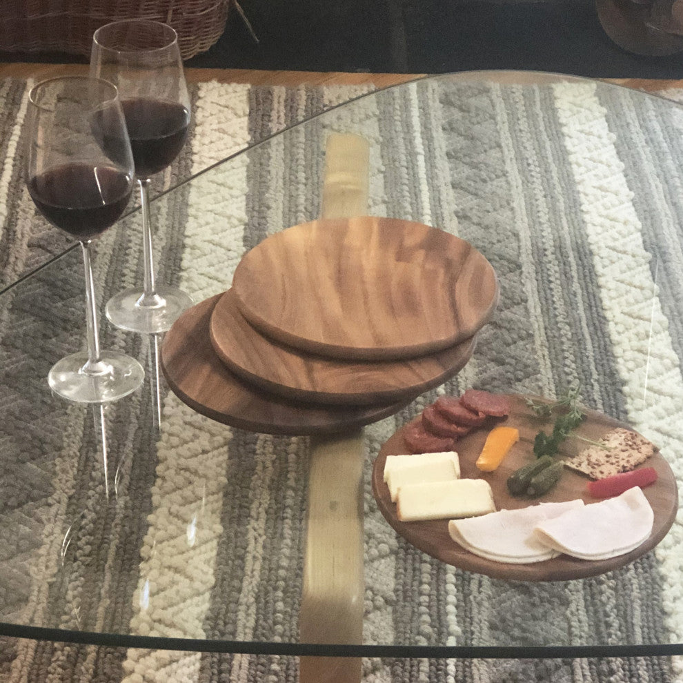 Round Wood Plates - Set of 4