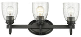 Golden Parrish 3 Light Bath Vanity, Black, Seeded Glass