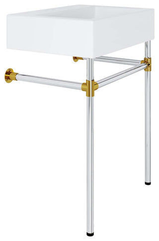 Redeem 24" Silver Stainless Steel Wall-Mount Bathroom Vanity, Silver White