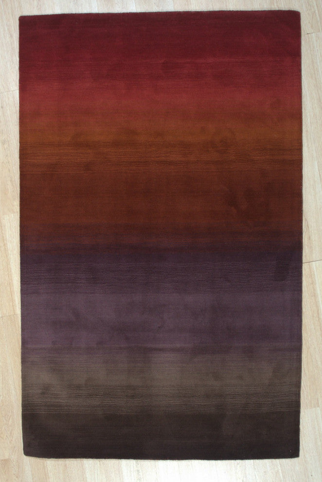 Red Contemporary Stripe Horizon Area Rug