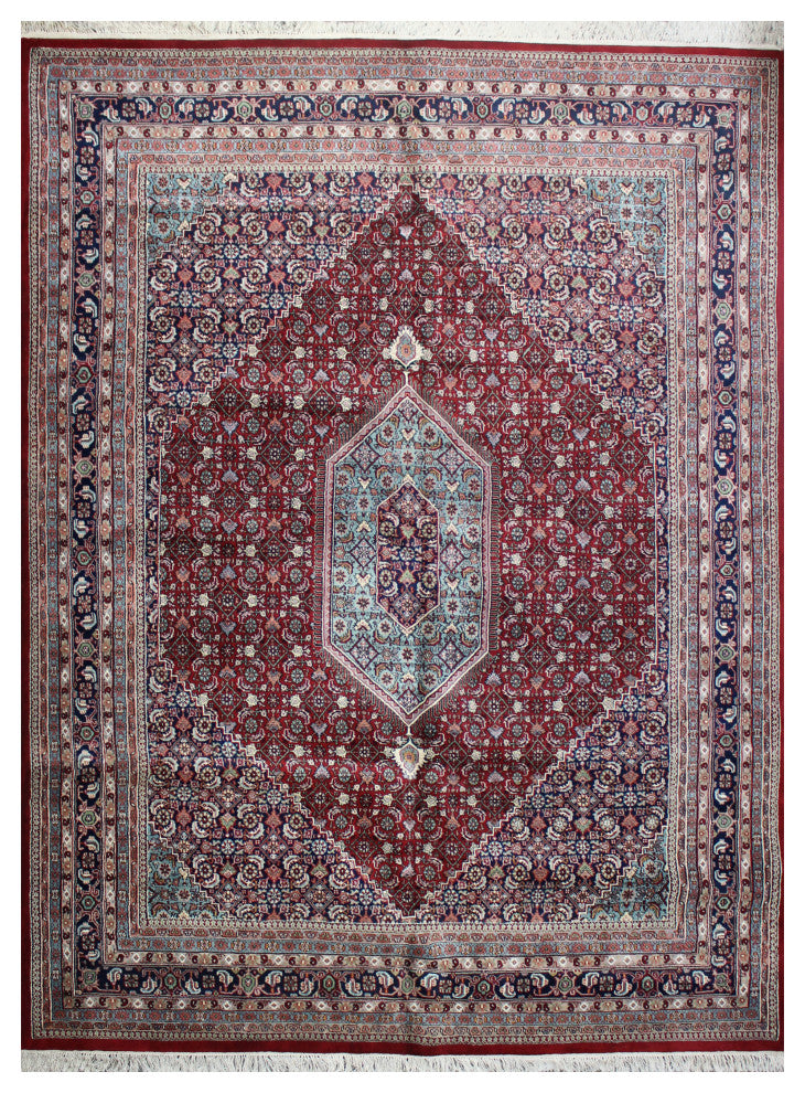 Bidjar Hand-Knotted Rug, Red/Navy, 8"x10.1"