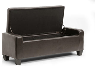 Keswick Tufted Dark Brown Bonded Leather Ottoman