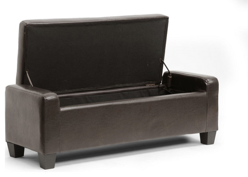 Keswick Tufted Dark Brown Bonded Leather Ottoman