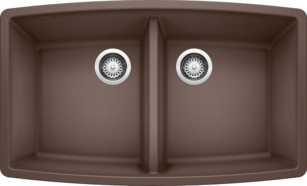Blanco 440068 20"x33" Granite Double Undermount Kitchen Sink, Cafe Brown