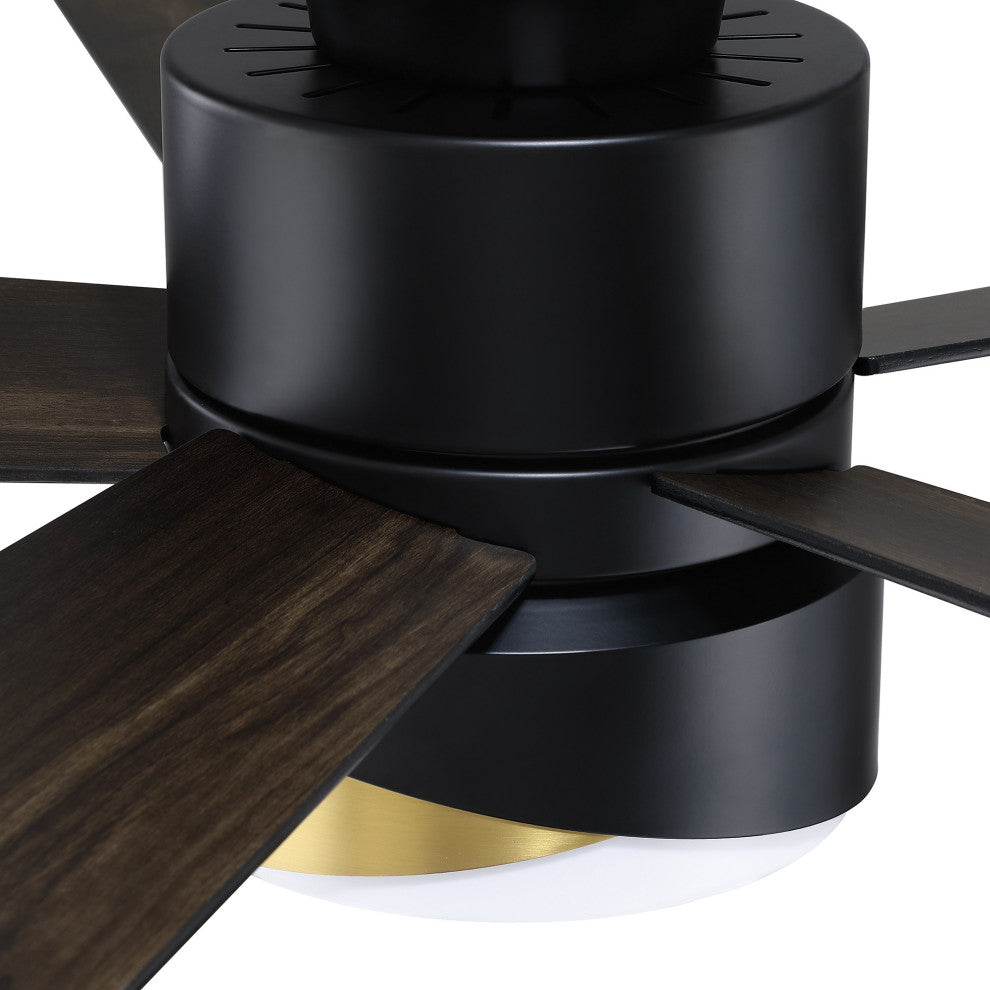 52 in LED Indoor Matte Black Smart Ceiling Fan with Light and Remote