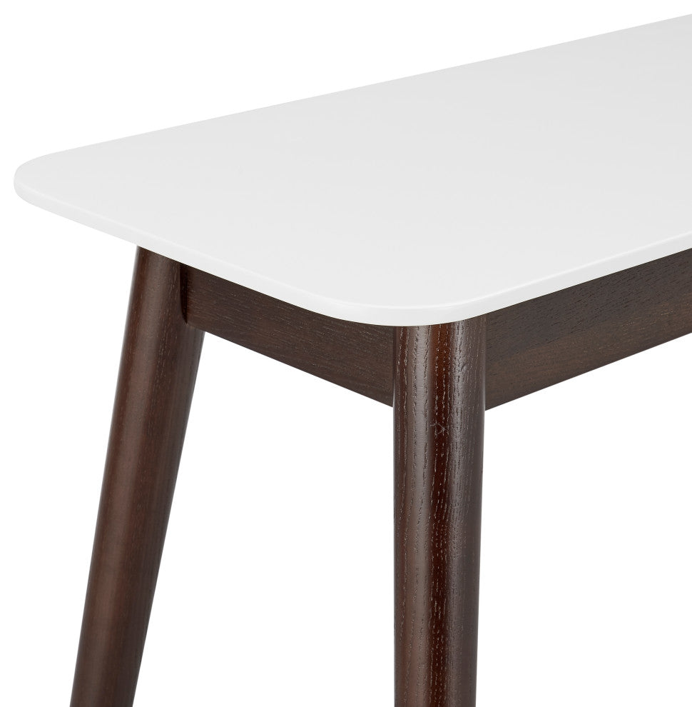 Manon Console Table, Matte White With Dark Walnut Legs