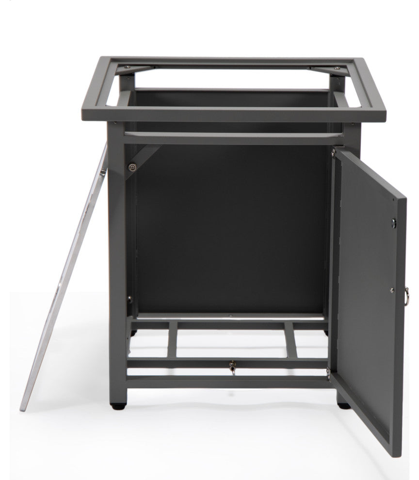 LeisureMod Walbrooke Square Fire Pit Table and Tank Holder, Gray