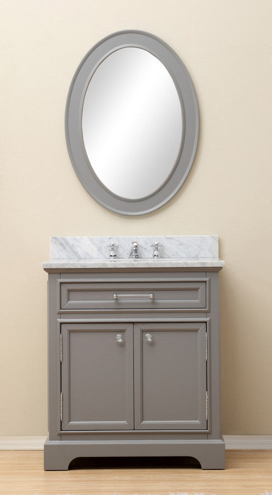 Derby Cashmere Bathroom Vanity, 30" Wide, No Mirror, No Faucet
