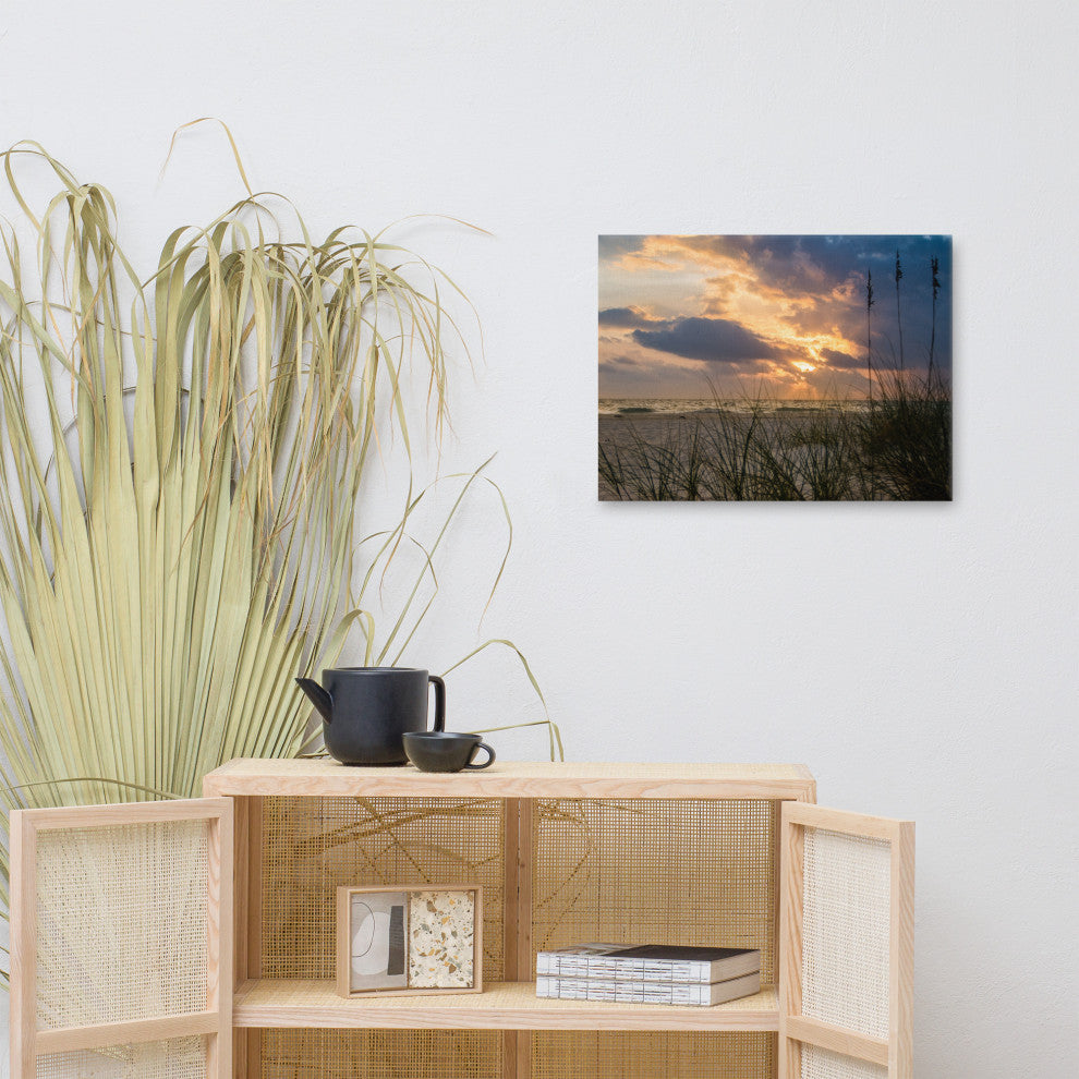 Coastal Wall Artwork: Anna Maria Island Beach Sunset 2 Canvas Print, 18" X 24"