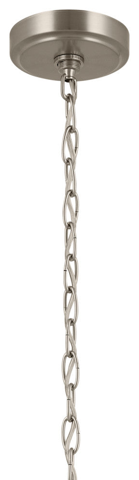 Winslow 26" 6 Light Chandelier With Clear Seeded Glass, Brushed Nickel