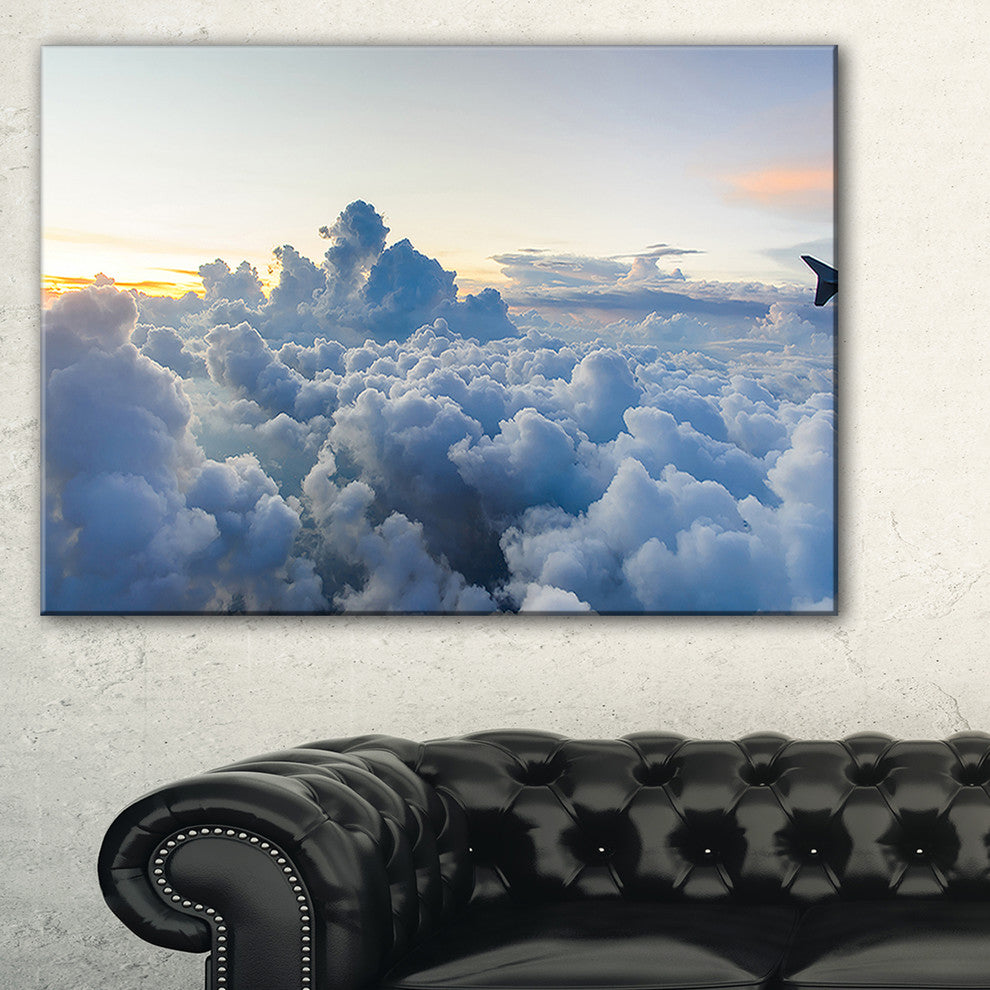 "Light Blue Heavy Clouds in Sky" Contemporary Landscape Canvas Art, 40"x20"