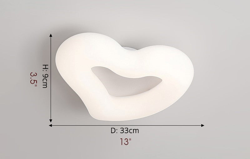 Haacht | Modern Heart-Shaped LED Ceiling Light for kids room, White, L13.0xh3.5"
