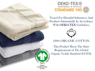 Delara 10-Piece Solid 100% Organic Cotton Plush Bath Towel Set 30"x58", Light Grey