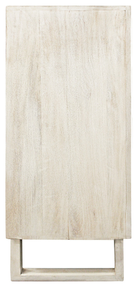 Albert Sideboard, 4-Hand Carved Doors, White Distressed Finish