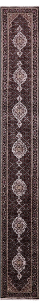 2' 6" X 19' 11" Persian Tabriz Wool and Silk Hand Knotted Runner Rug Q5978