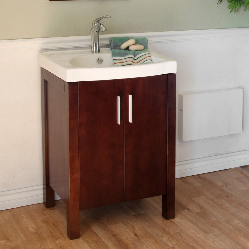 23.8" Single Sink Vanity-Wood-Dark Walnut