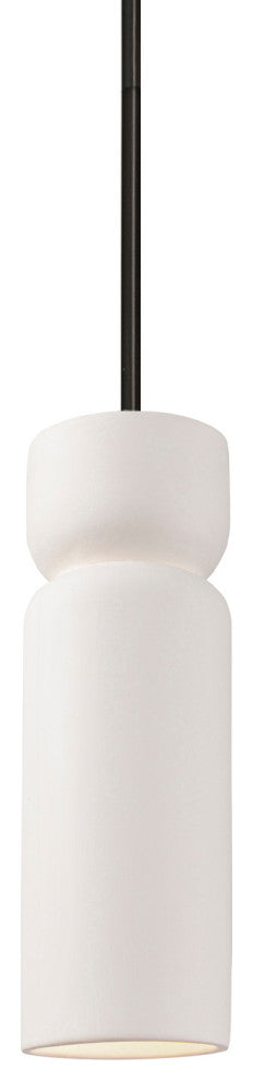 Radiance Tall Hourglass Pendant, Bisque, Matte Black, Rigid Stem, E26