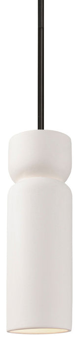 Radiance Tall Hourglass Pendant, Bisque, Matte Black, Rigid Stem, E26