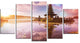 Beautiful Ulun Danu Temple, Oversized Landscape Canvas Art, 60"x32", 5 Panels