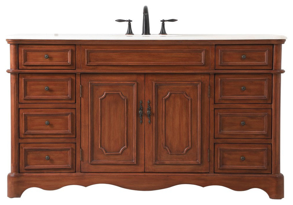 Elegant VF30460TK 60"Double Bathroom Vanity, Teak
