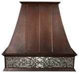 38" 1250 CFM Copper Wall Mount Euro Range Hood, Scroll Design, Baffle Filters