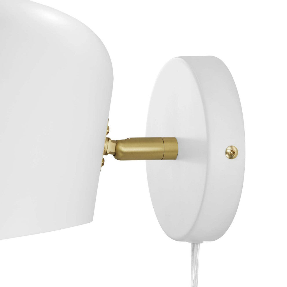 Sconce Wall Lamp Light Fixture, White, Metal, Modern Cafe Bistro Hospitality