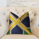 Obliquity Blue, Yellow and Green Luxury Throw Pillow, 16"x16"