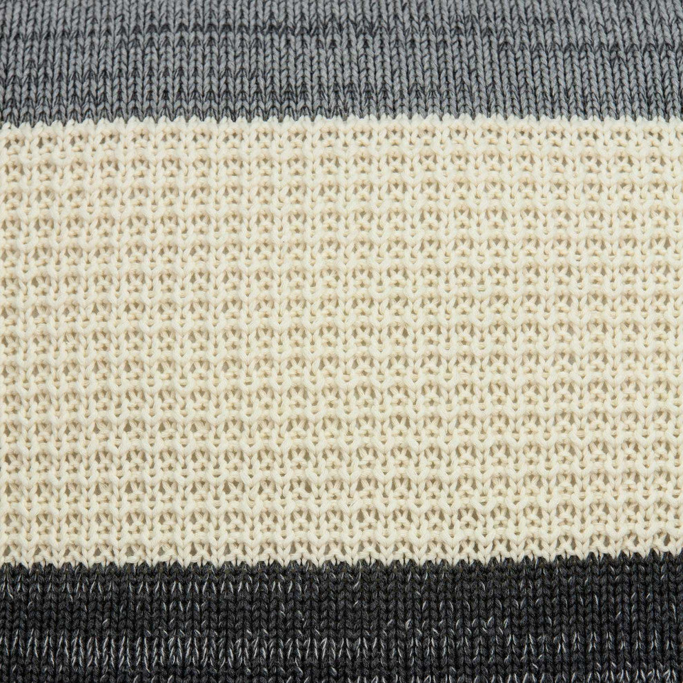 HomeRoots Casual Square Cream and Heather Gray Accent Pillow Cover