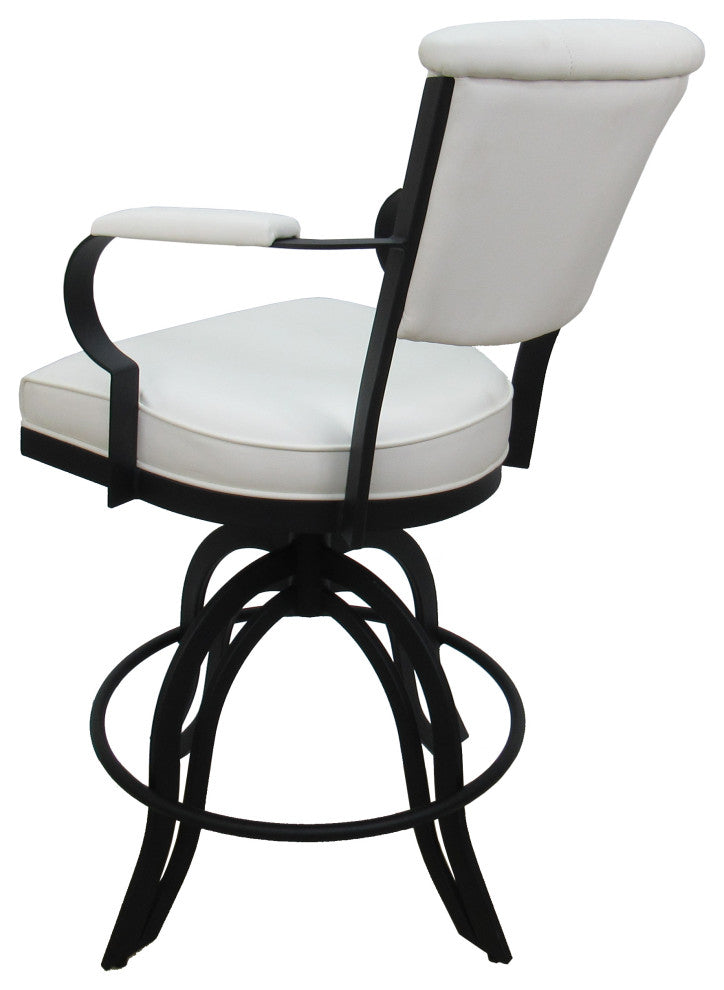 Miami Counter 26" or 30" Metal Bar Stool - A Base, White Vinyl - Black, 26"