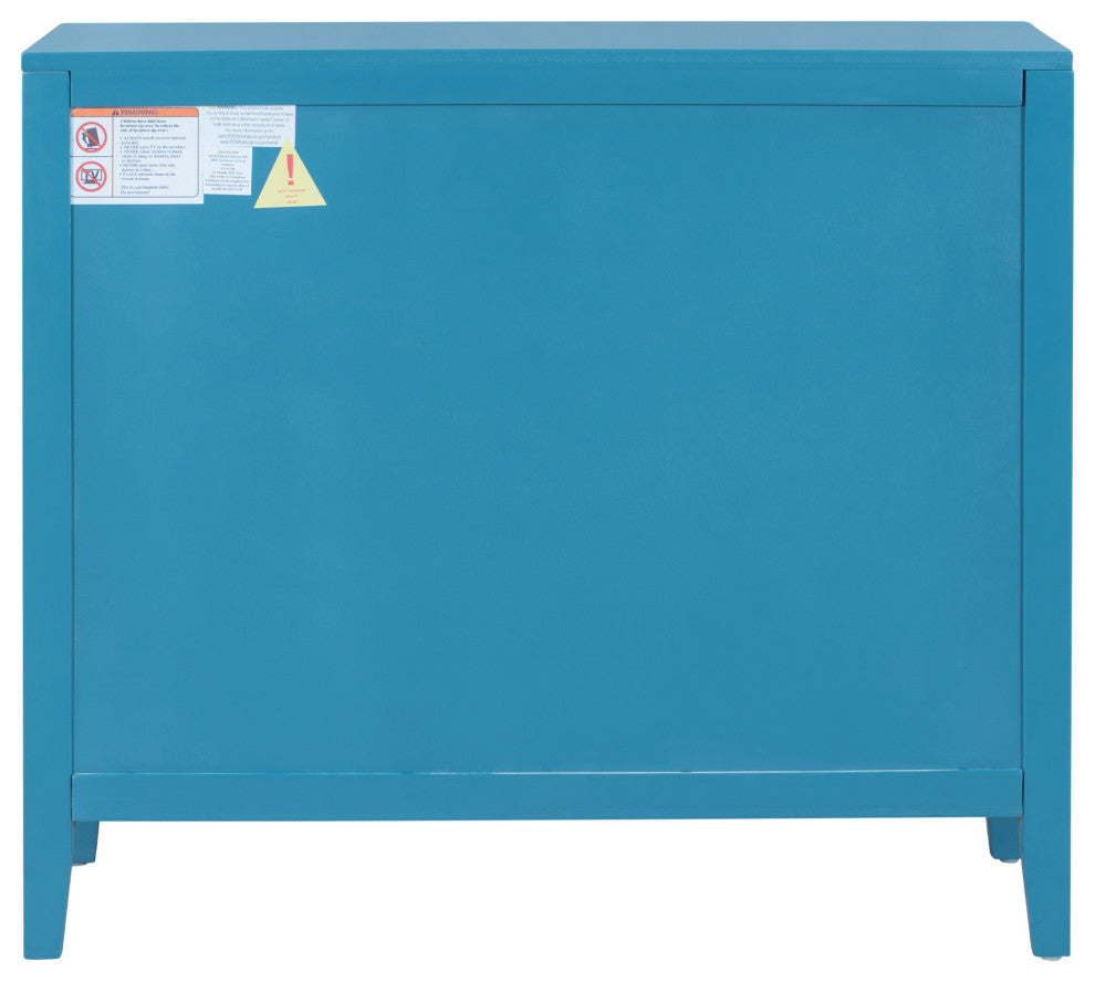 Wood Double Glass Door Accent Cabinet, Blue, 34" X 15"