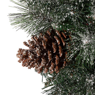 24"D Pre-Lit Glittered Pine Cone Christmas Wreath With Warm White LED Light